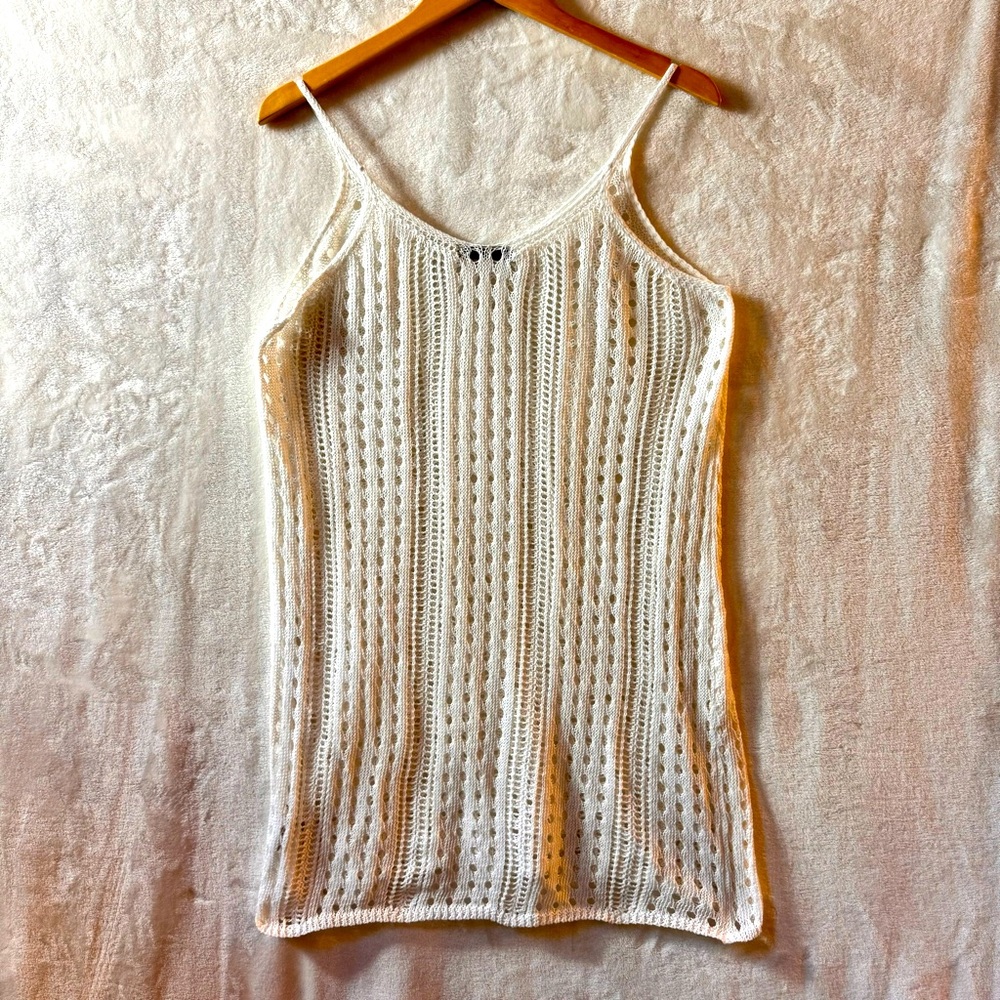 Salant white crochet beach cover up dress size medium